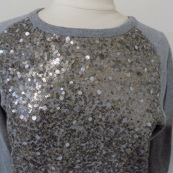 VINCE Gray Sweatshirt with Sequins Front, Small - Picture 3 of 4